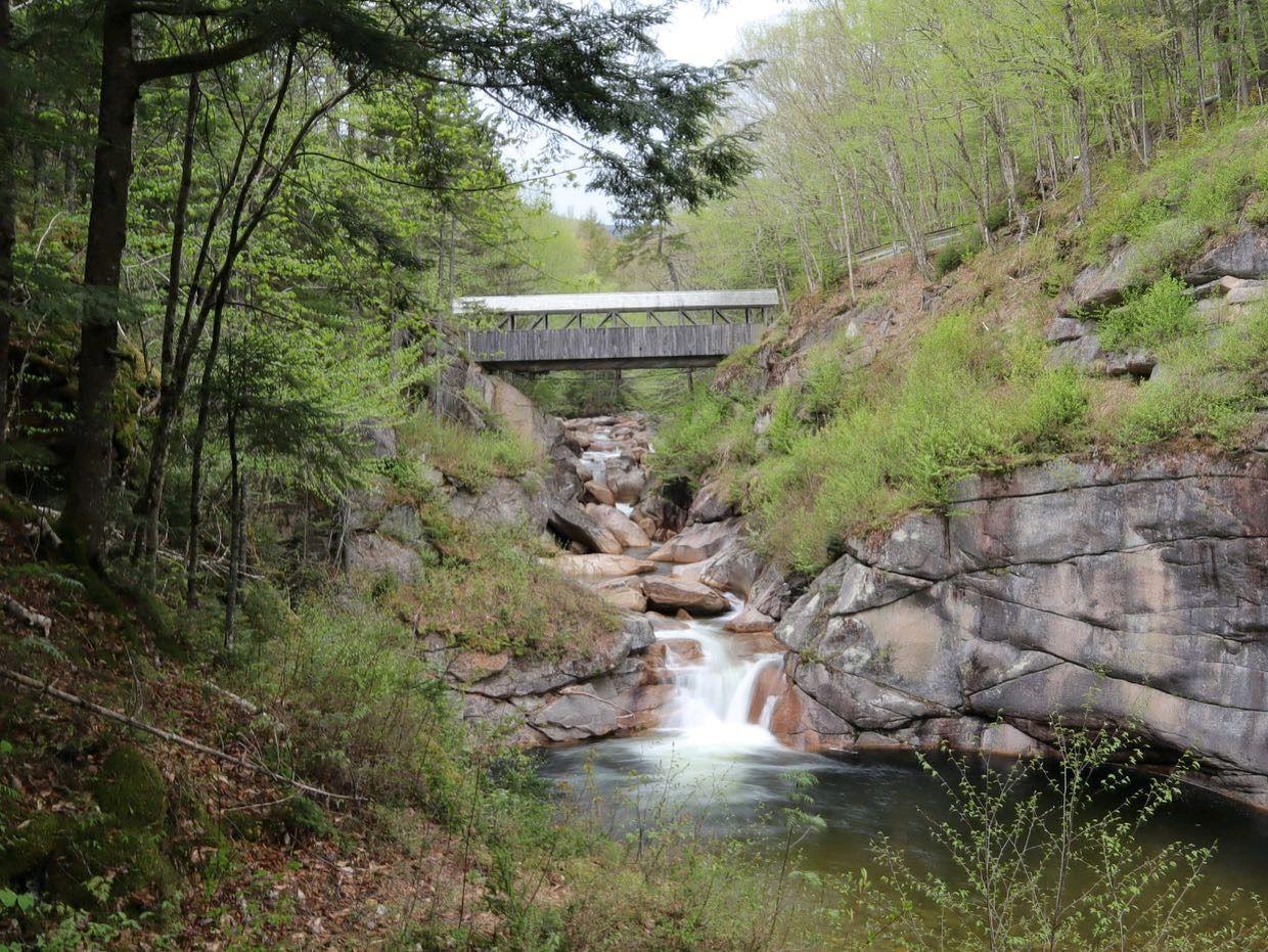 Covered bridge over the pool
