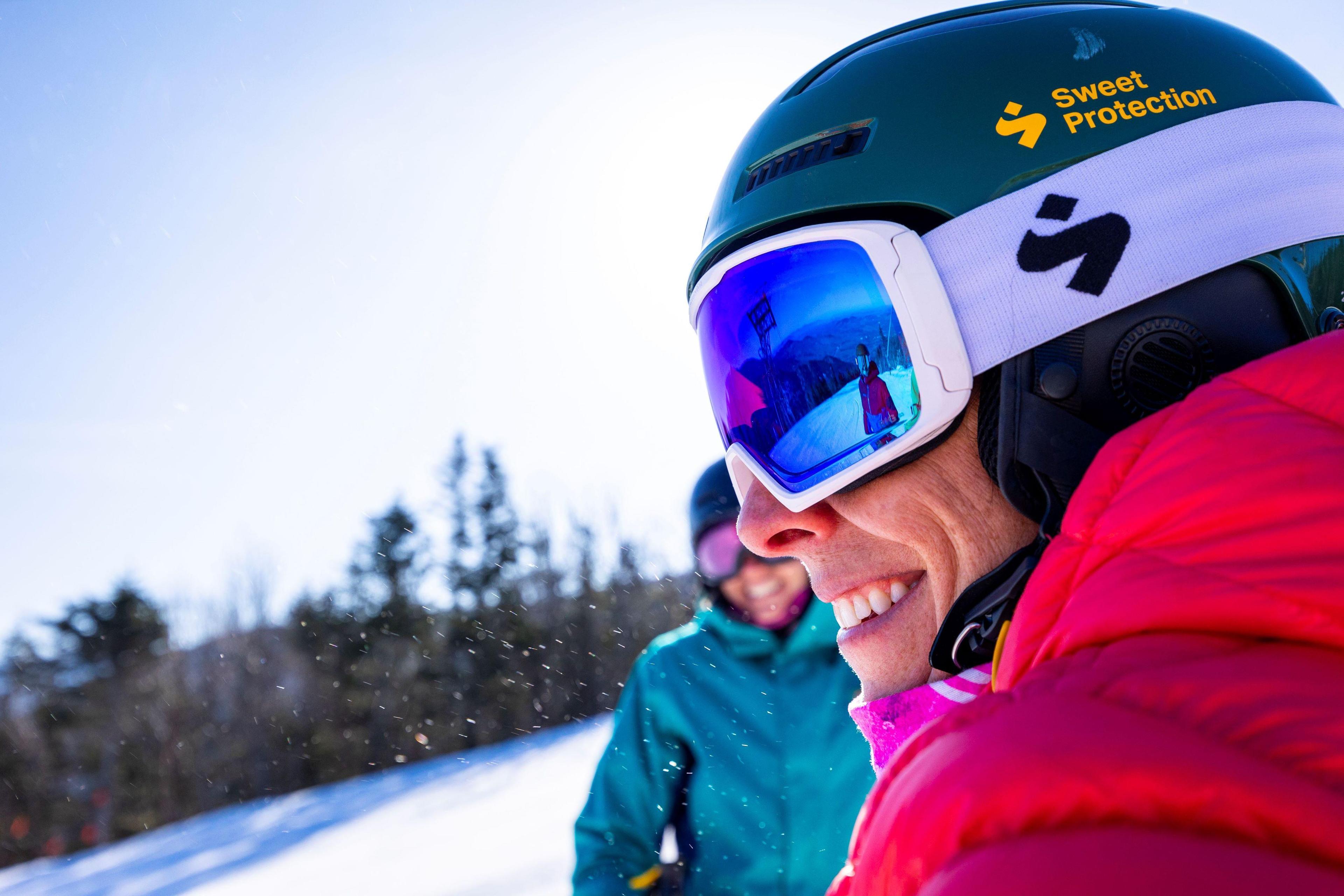Closeup of skiers faces