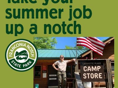 Join our team! Upcoming Job Fairs in Franconia Notch State Park at the Peabody Base Lodge:
Tuesday June 7, 5-7pm
Saturday June 11, 10am-12pm
Now hiring in Retail, Trails, grounds, F&B and at the Flume Gorge, Tramway, Echo Lake Beach and Campground.
#franconianotch 
#franconianotchstatepark 
#nhstateparks
#whitemountainsnh
#newhampshirejobs 
#outdoorjobs 
#parksandrecreation
