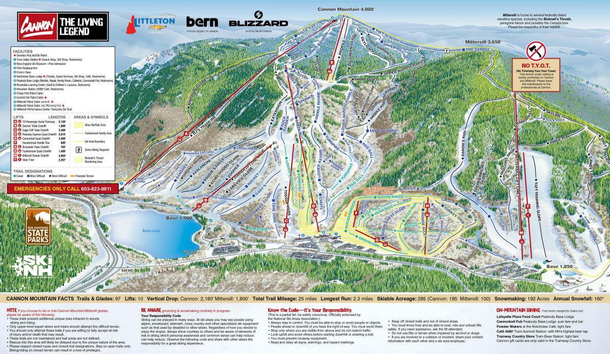 Cannon Mountain trail map